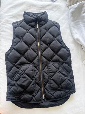 Jcrew Quilted Puffer Vest in Black with Gold Zipper
